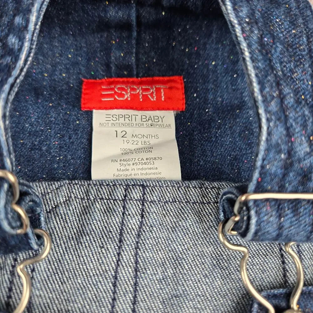 Carter's Plaid Dress & Esprit Jean Dress Overalls Lot 12 Months Girl 2 Piece